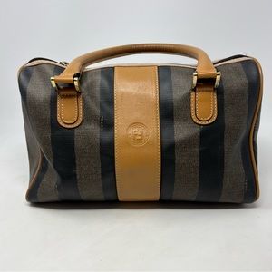 Fendi Speedy Bag Tote Pequin Stripe Canvas  Vintage 80s